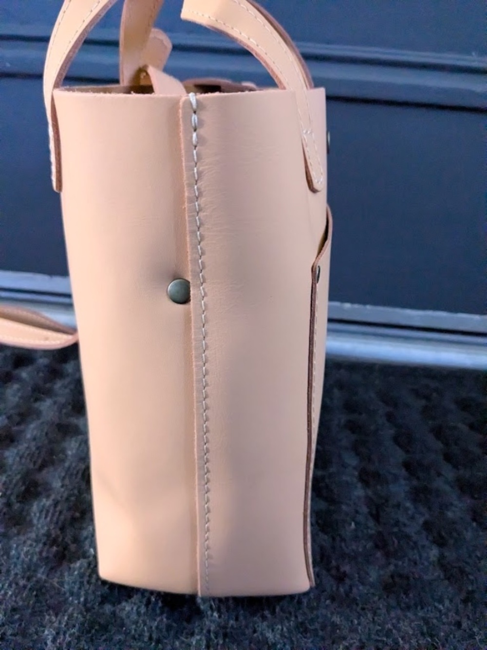 Womens Cream Crossbody Tote Bag - Minimal Leather Shoulder Bag - Picture 3 of 6